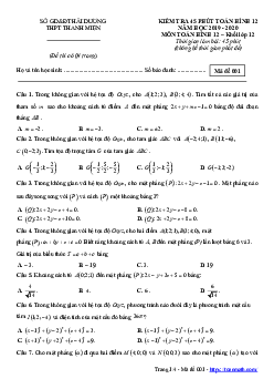 Đề kiểm tra 45 phút Hình học 12 chương 3 năm 2019 – 2020 trường Thanh Miện – Hải Dương