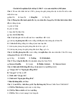Câu hỏi trắc nghiệm Lịch Sử lớp 12: Bài 5 - Các nước châu Phi và Mĩ Latinh