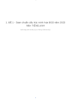 Ma trận đề thi Tiếng anh 2023