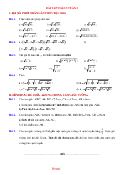 Bài tập toán 9 tuần 2 (có đáp án và lời giải chi tiết)