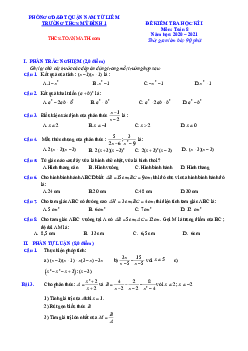 Đề thi học kì 1 Toán 8 năm 2020 – 2021 trường THCS Mỹ Đình 1 – Hà Nội
