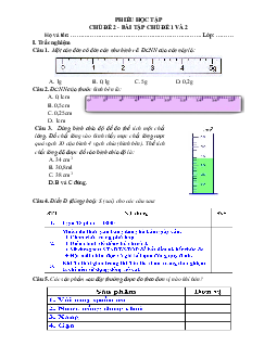 PHT-CĐ2_Bài tập chủ đề 1 và 2 | Bài giảng KHTN 6 | Cánh diều