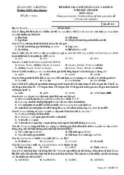 Đề thi thử THPT Quốc gia lần 1 môn Sinh học năm 2020 trường THPT Hàn Thuyên, Bắc Ninh