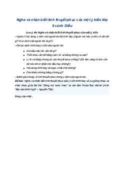 Soạn bài Nghe và nhận biết tính thuyết phục của một ý kiến | SGK Ngữ Văn 9 Cánh Diều (Tập 1)