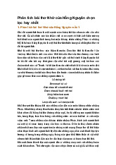 Phân tích bài thơ Nhớ của Hồng Nguyên chọn lọc hay nhất