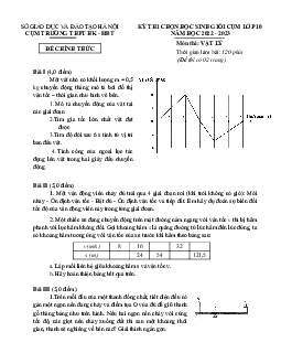 Đề thi HSG Vật lý 10 cụm Trường THPT Hoàn Kiếm-Hai Bà Trưng 2022-2023 có đáp án