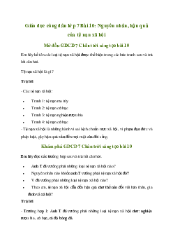 Giải giáo dục công dân 7 Bài 10: Nguyên nhân, hậu quả của tệ nạn xã hội | Chân trời sáng tạo