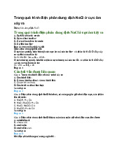 Trong quá trình điện phân dung dịch NaCl ở cực âm xảy ra - Hóa học 12