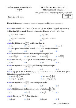 Đề kiểm tra hết chương 1 Giải tích 12 nâng cao (Hàm số) trường THPT Lạng Giang 2 – Bắc Giang