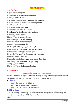 Bài tập thực hành chuyên sâu Tiếng Anh 7 Unit 7: Traffic (có đáp án và lời giải)