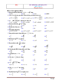 TOP 5 Đề kiểm tra giữa học kỳ I môn toán 9 (có đáp án và lời giải chi tiết)