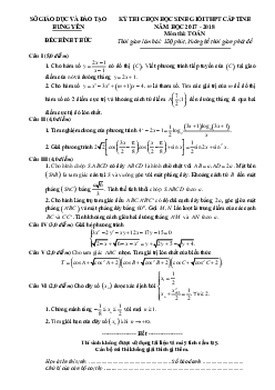 Đề thi chọn HSG Toán THPT cấp tỉnh năm học 2017 – 2018 sở GD và ĐT Hưng Yên