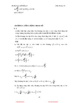 Bài tập Chương 4: Ước lượng tham số của đại lượng ngẫu nhiên (có đáp án) | Xác suất thống kê