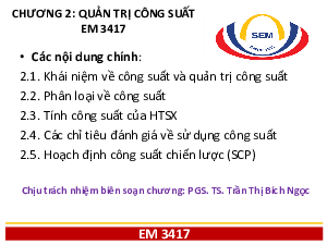 Chương 2: Quản trị công suất | Bài giảng Power Point học phần Quản lí sản xuất | Đại học Bách Khoa Hà Nội