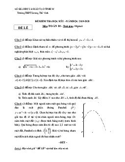Đề thi HK1 Toán 10 năm 2019 – 2020 trường THPT Lương Thế Vinh – TP HCM