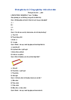 Đề thi giữa học kì 2 Công nghệ lớp 4 Kết nối tri thức - Đề 1