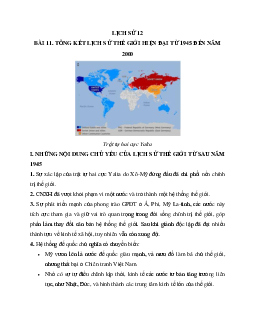 Lịch Sử 12 bài 11: Tổng kết lịch sử thế giới hiện đại từ năm 1945 đến năm 2000