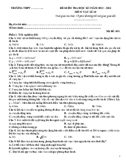 Đề thi học kì 1 môn Vật lí 10 năm 2023 - 2024 sách Kết nối tri thức với cuộc sống Đề 3