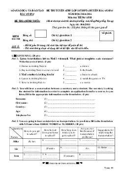 Đề thi tuyển sinh lớp 10 THPT chuyên Bắc Giang năm học 2015-2016 môn thi Tiếng Anh
