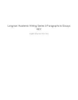 Longman Academic Writing Series 3 Paragraphs to Essays KEY