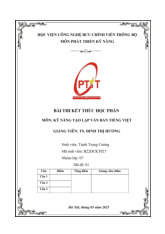 Bài thi kết thúc học phần môn Kỹ năng tạo lập văn bản | Học viện Công Nghệ Bưu Chính Viễn Thông