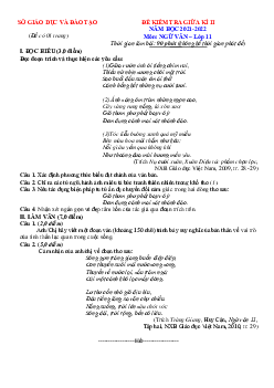 Đề thi giữa HK2 Văn 11 năm 2022 (có đáp án)-Đề 1