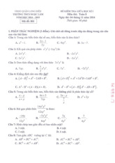 Đề giữa học kì 1 Toán 8 năm 2024 – 2025 trường THCS Ngọc Lâm – Hà Nội