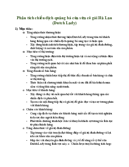 Phân tích chiến dịch quảng bá của sữa cô gái Hà Lan