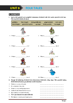 Bài tập Tiếng Anh 8 chương trình mới bài 6: Folk Tales có đáp án