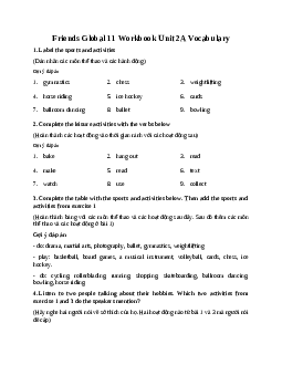Giải Tiếng anh 11 Workbook Unit 2A Vocabulary | Friends Global