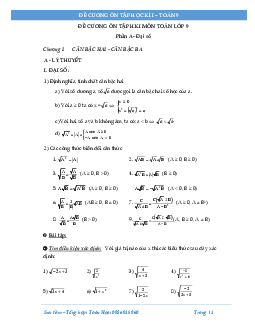 Đề cương ôn tập học kì 1 môn Toán 9