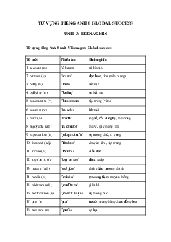 Từ vựng unit 3 lớp 8 Teenagers Global success
