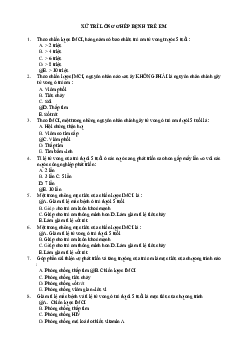 Câu hỏi trắc nghiệm môn Nhi y khoa có đáp án