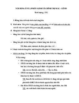 Đề cương môn kinh tế chính trị mác lê nin | Đại học Sư Phạm Hà Nội