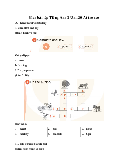 Sách bài tập Tiếng Anh 3 Global Success Unit 20 At the zoo
