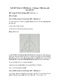 Giải SBT Toán 12: Đề kiểm tra - Chương 2. Mặt nón, mặt trụ, mặt cầu