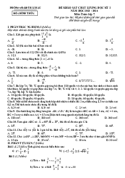Đề học kỳ 1 Toán 7 năm 2023 – 2024 phòng GD&ĐT Hải Hậu – Nam Định