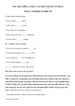 Bài tập tiếng Anh lớp 6 Unit 2 School số 2 - Smart World