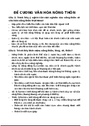 Đề cương văn hoá nông thôn - Cơ sở văn hóa Việt Nam | Trường Đại học Văn hóa Hà Nội