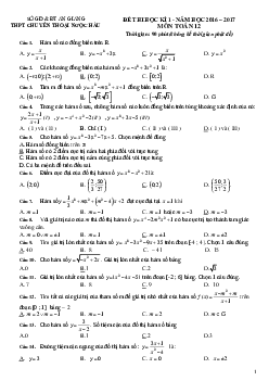 Đề thi HK1 Toán 12 năm học 2016 – 2017 trường chuyên Thoại Ngọc Hầu – An Giang