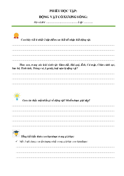 Chủ đề 8. Bài 23: Đa dạng động vật có xương sống(Phiếu học tập) | Bài giảng KHTN 6 | Cánh diều