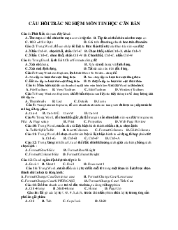 Câu hỏi trắc nghiệm ôn tập cuối kỳ môn Tin học căn bản