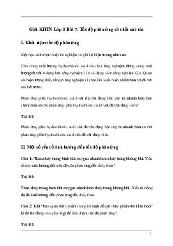 Giải KHTN 8 Bài 7: Tốc độ phản ứng và chất xúc tác | Kết nối tri thức