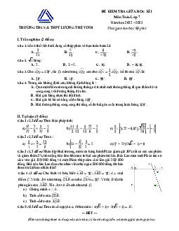 Đề thi giữa kì 1 Toán 7 trường Lương Thế Vinh năm học 2022 - 2023 có đáp án