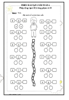 Phiếu bài tập cuối tuần lớp 2 môn Toán Kết nối tri thức - Tuần 4