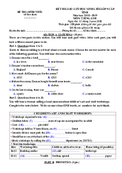 Đề Thi Giao Lưu Học Sinh Giỏi Lớp 9 Cấp Tỉnh Năm Học 2018 - 2019 Môn Tiếng Anh