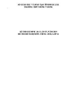 Đề thi Olympic 10 tháng 3 lần thứ 3 môn Tiếng Anh năm 2019 môn Tiếng Anh 11 THPT Hùng Vương