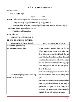 Giáo án Toán lớp 1 sách Cánh Diều tuần 8