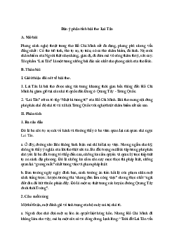 Văn mẫu Ngữ Văn lớp 8: Phân tích bài thơ Lai Tân của Hồ Chí Minh (Dàn ý + 9 mẫu) | Kết nối tri thức