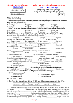 Đề thi HK2 Anh 8 Sở GD&ĐT Quảng Nam 2020-2021